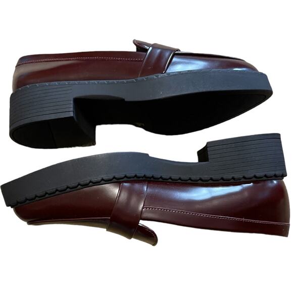 Vince Camuto Women's Echika Leather Platform Lug Loafers Bordeaux Size 7.5 New - Picture 7 of 11